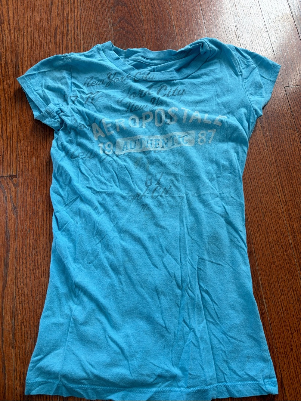 VTG Aeropostale Blue Fitted T Shirt Size Small